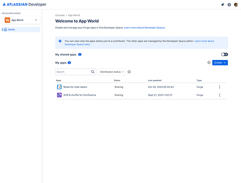 Contributor with limited view access on the Developer Space