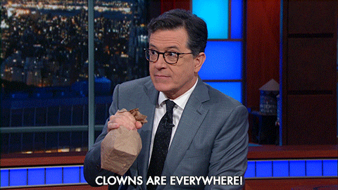 Stephen Colbert Clowns Are Everywhere GIF by The Late Show With Stephen ...