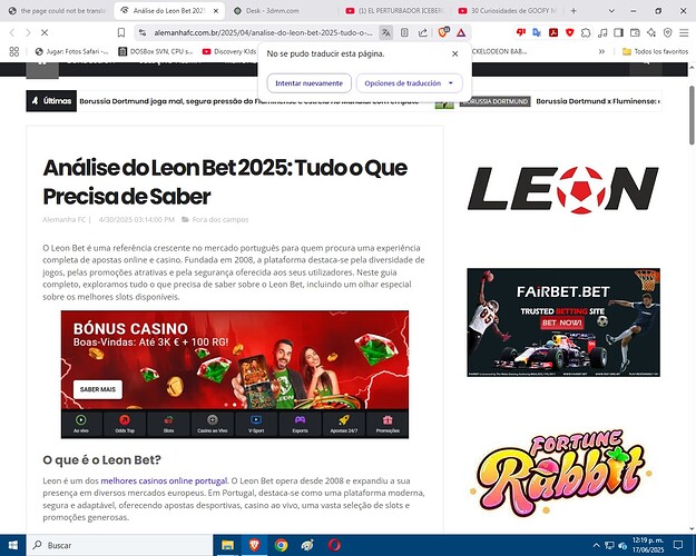 No puedo traducir el portugués en Brave