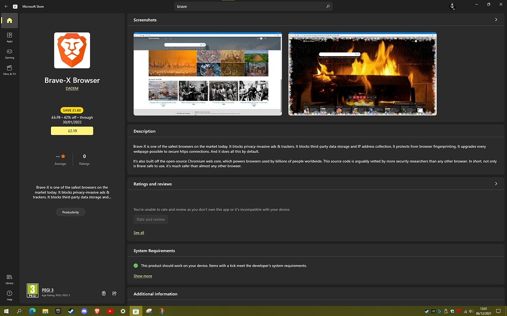 Is 'Brave X Browser' on the Microsoft store legitimate? Desktop