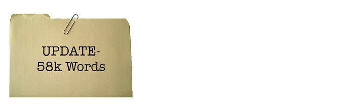 File folder with the text "UPDATE- 58k Words" printed on it.