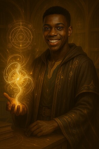 Young Wizard in Magical Library