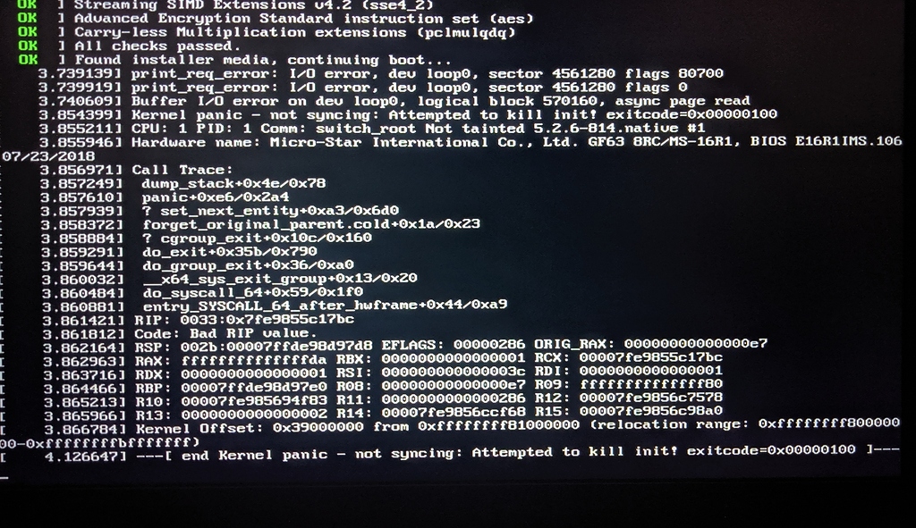 Kernel panic while installation - Q&A - Clear Linux OS Forum