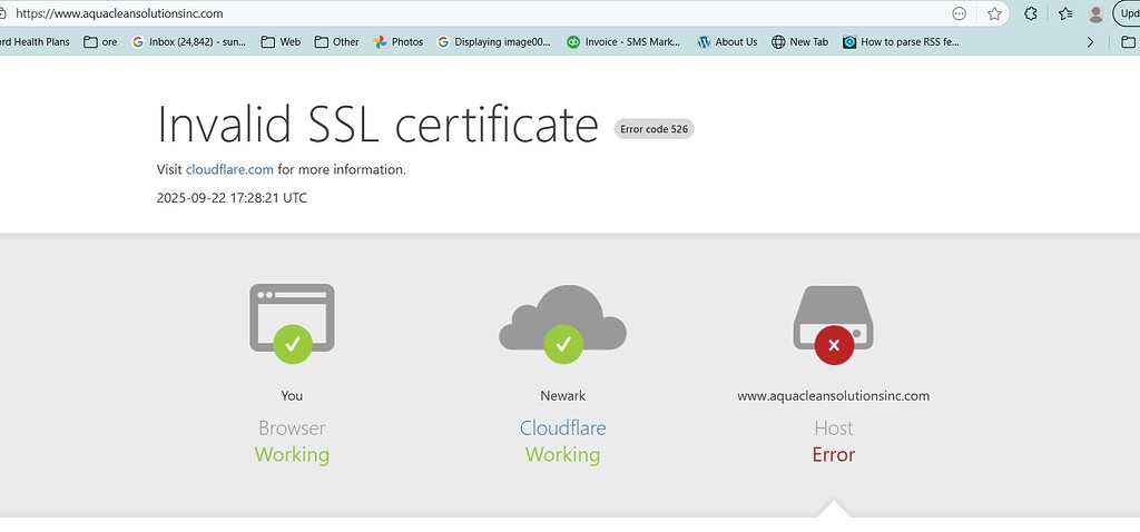 SSL Error Code 526 - Getting Started - Cloudflare Community
