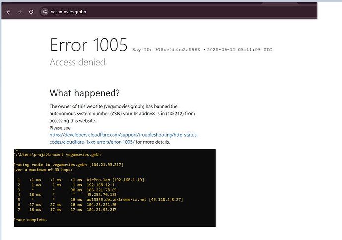 This website not accessible vegamovies.gmbh with our peering