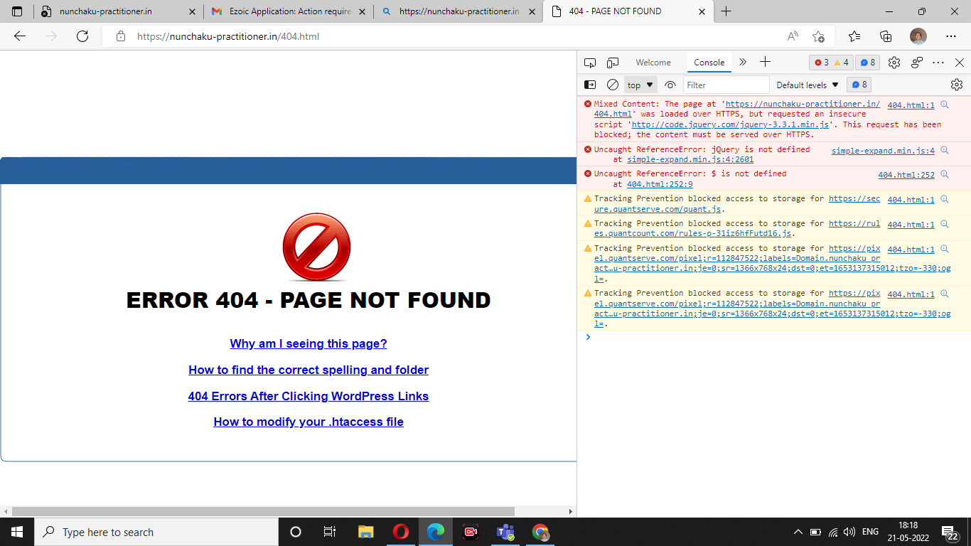 I am getting 404 error when access the same page again after