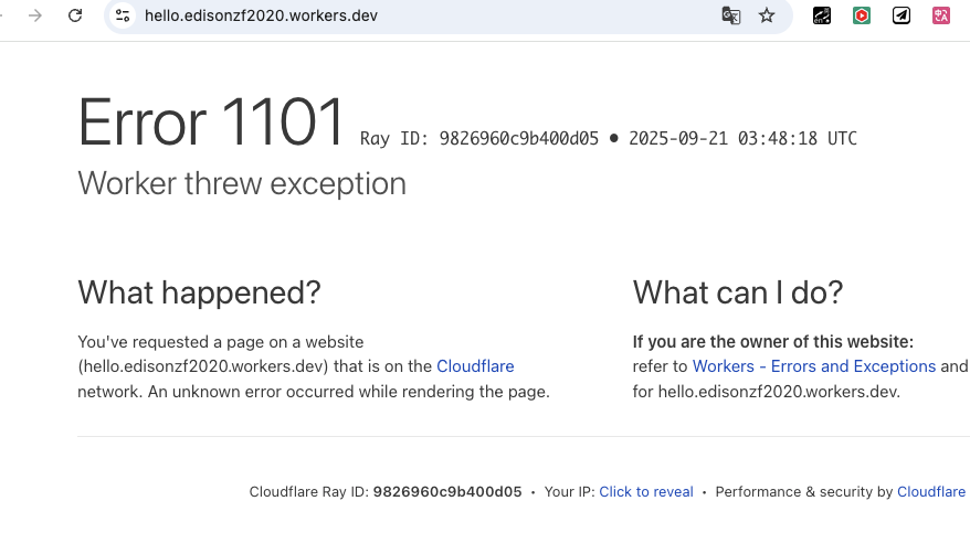 ll Cloudflare Workers Projects Failing with Error 1101