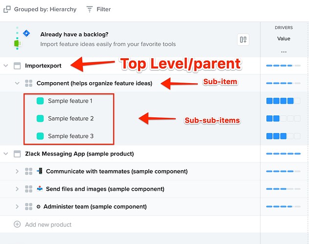 Feature prioritization (sample) Productboard 2023-09-15 at 5.23.02 PM