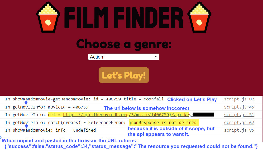 Film Finder - Getmovieinfo Fails On Fetch(Urltofetch) - Language Help -  Codecademy Forums