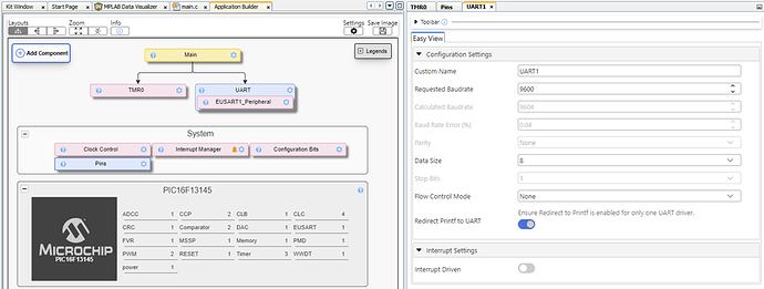 Figure 2: Configuration of the UART baud rate as well as redirect of printf to the UART.