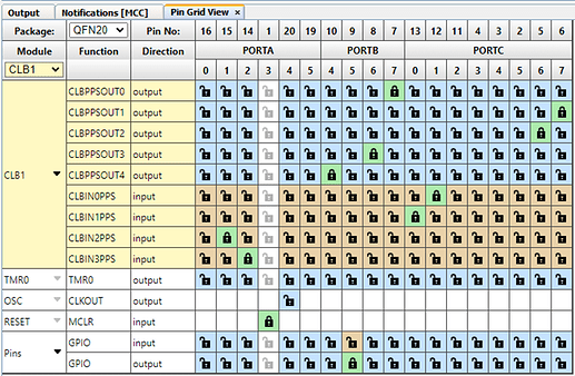 Figure 3: Configuration of the Seed project I/O pins.