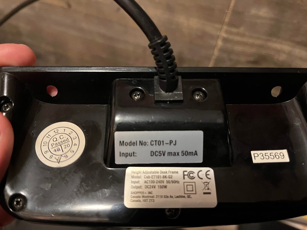 Inquiry on Power Cord for a Single Motor Standing Desk Unit Cable