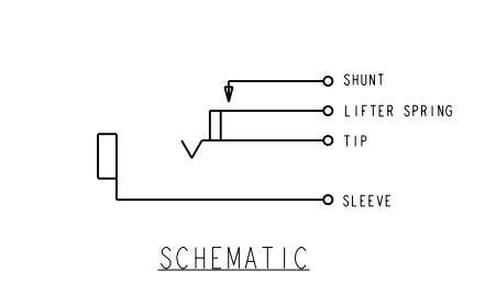 Schematic of a mono Switchcraft type 13 jack with isolated switch.