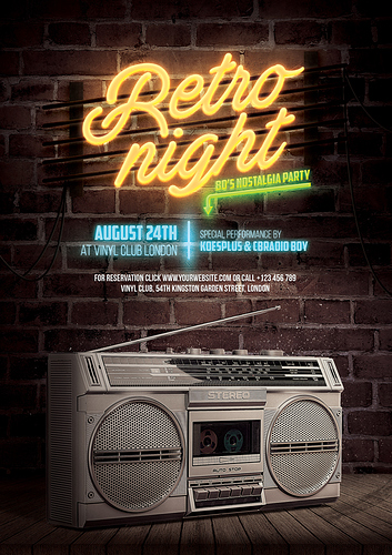 retro night flyer template