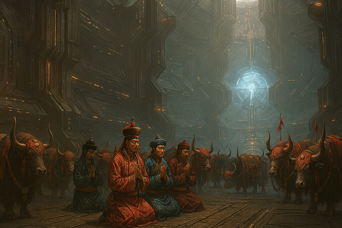 Khanid pilgrims praying for the Mother of the True Emperor.