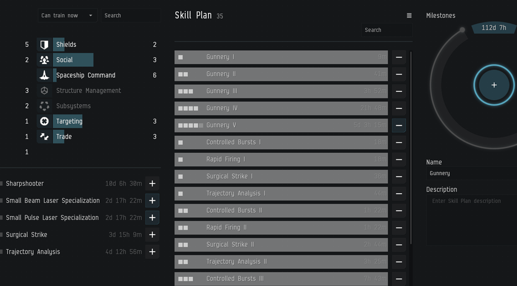 Photon UI In skill queue, view or edit mode, items are white on grey