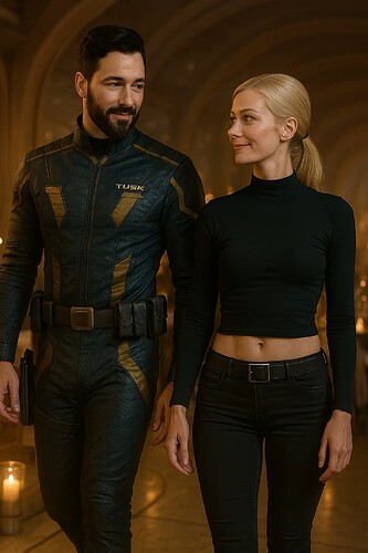 James and Megan walking