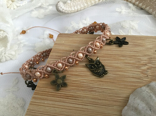 7458629-Coffee-and-cream-beaded-charm-anklet-ankle-bracelet-summer-ankle-bracelet-0