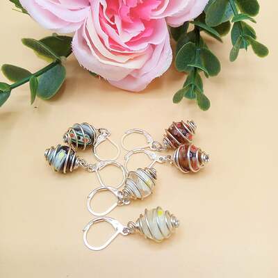 Caged Millefiori Bead Earrings, Earrings for Pierced Ears, Gift for Her