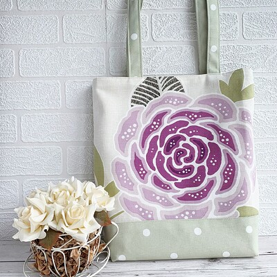 TOT229 Flower & polka dot tote bag