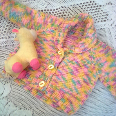 Shawl Collar Cardigan for Babies and Children up to 6 or 7, Knitted Cardigan