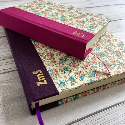 Gold Embossed Notebooks, Flowers, Purple, Pink