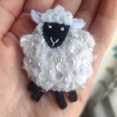 Textile Sheep Brooch 6