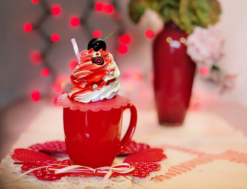 Mug Rim Topper Red Silicone Base - Decorative Faux Whipped Cherry Ice Cream