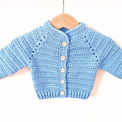 Blue-long-sleeve-new-baby-crochet-cardigan