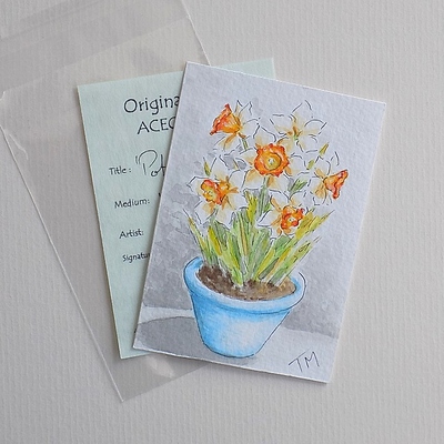 watercolour%20aceo%20'Pot%20of%20Daffodils'