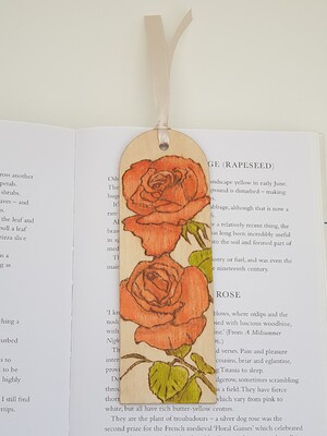 Pyrography rose bookmark 5