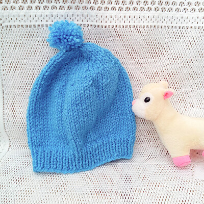Blue Pom Pom Hat 1