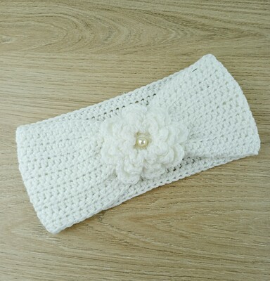 newborn headband-ear warmers with flower (2)