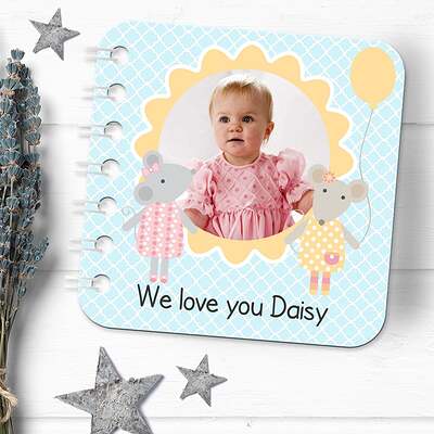 Personalised Baby Board Book, 'Little Mouse' design, handmade toddler baby gift