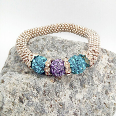 Shamballa Bead Crystal Rondelles and Snowflake Spacers Bracelet, Colour Choice