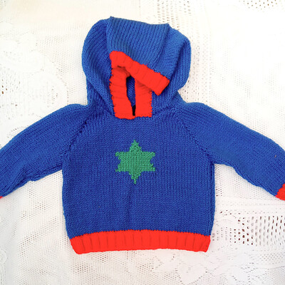 Blue with Red Trim Little Star Hooded Jumper 1
