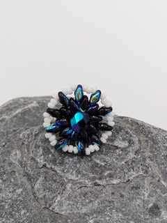 7197911-Ladies-Adjustable-Statement-Ring-with-a-Hand-Sewn-Black-and-White-Beaded-Mandala-0