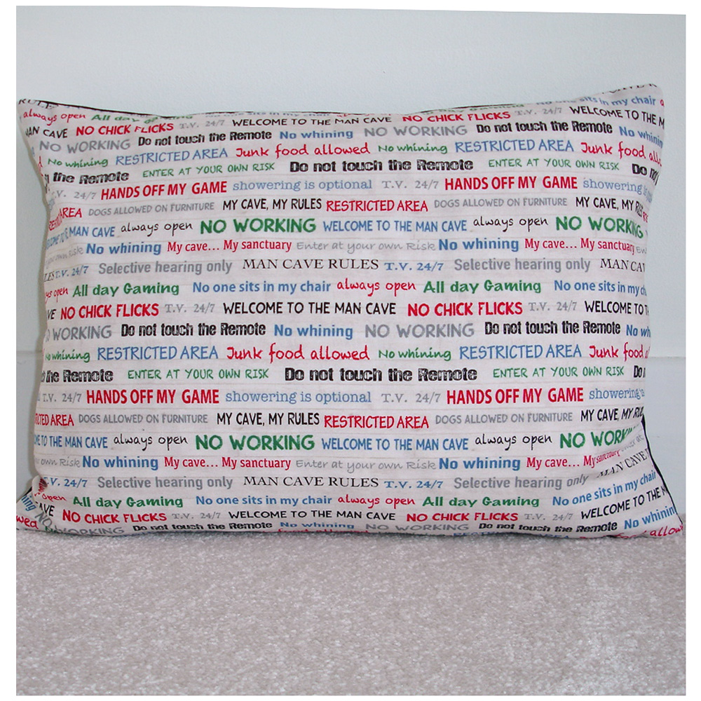 CushionCoverZipOblong16x12inchManCaveRulesWriting-1