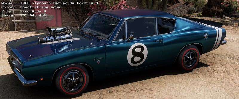 8-GKG_Spectraflame Aqua_1968 Plymouth Barracuda Formula-S