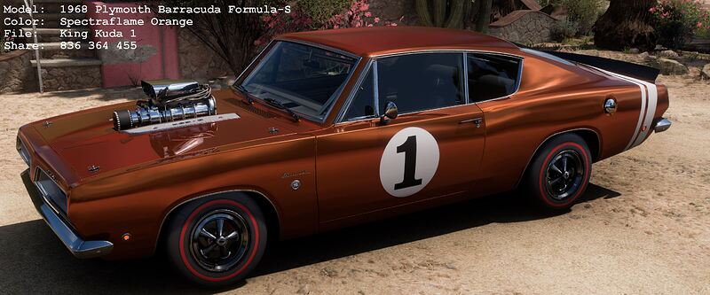 1-GKG_Spectraflame Orange_1968 Plymouth Barracuda Formula-S