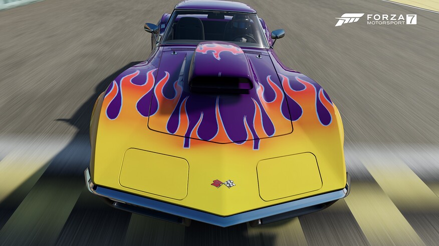 Purple c3 with flames Top view