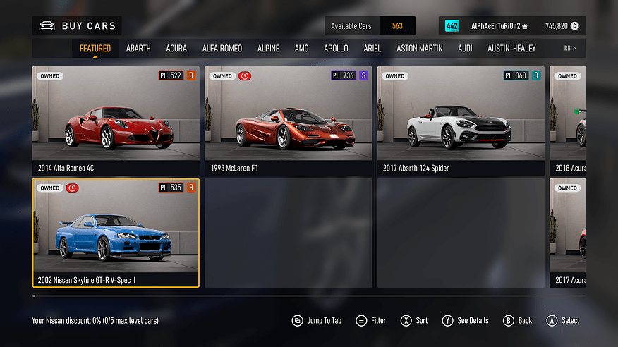 Purchasing menu
