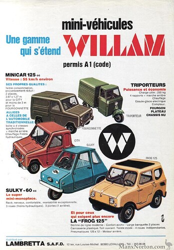 Willam Lambretta Microcars and Three Wheelers