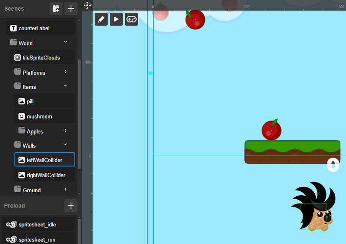 The structure of game objects, folders and subfolders in the editor