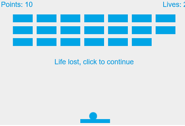 Screenshot of the game after one life is lost. Compare with the next screenshot