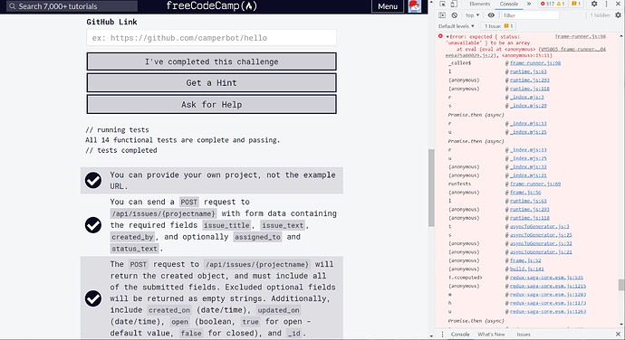 2021.07.29 FCC Issue Tracker - Status unavailable error in FCC test console