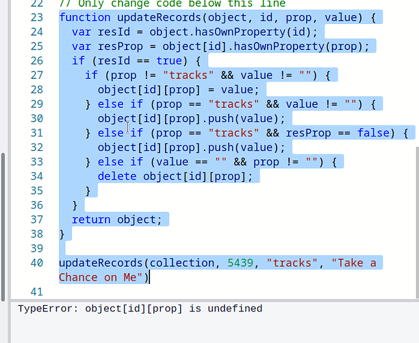 Record collection code JavaScript The freeCodeCamp Forum