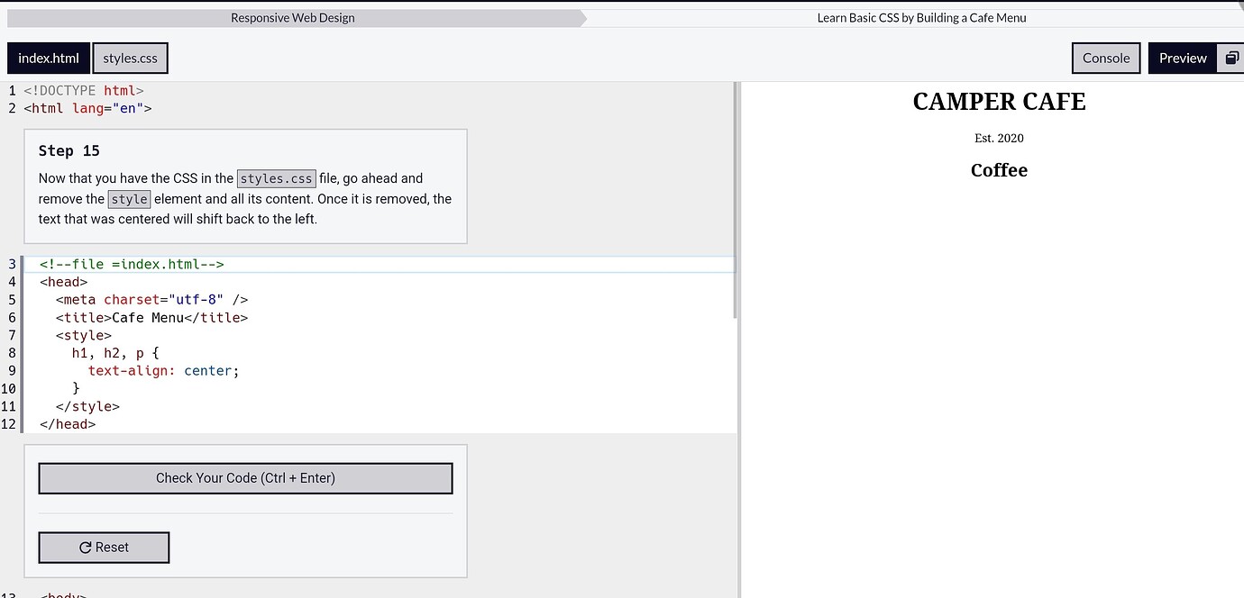 Learn Basic CSS by Building a Cafe Menu - Step 15 - HTML-CSS - The ...