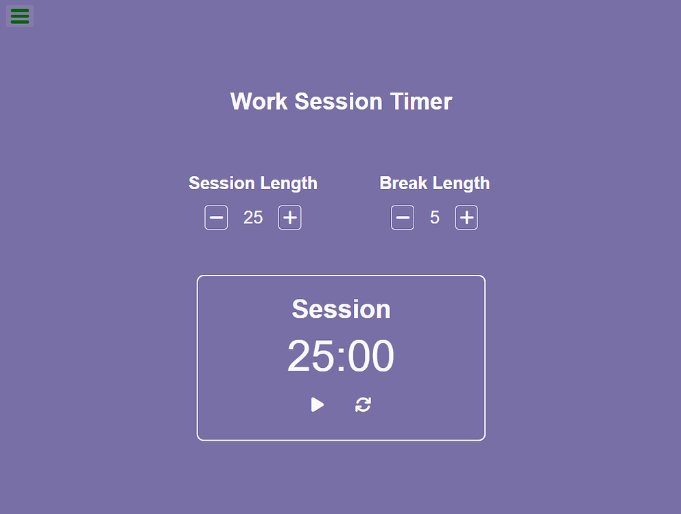 Build a 25 + 5 Clock (codepen) React 18.2.0 JavaScript The
