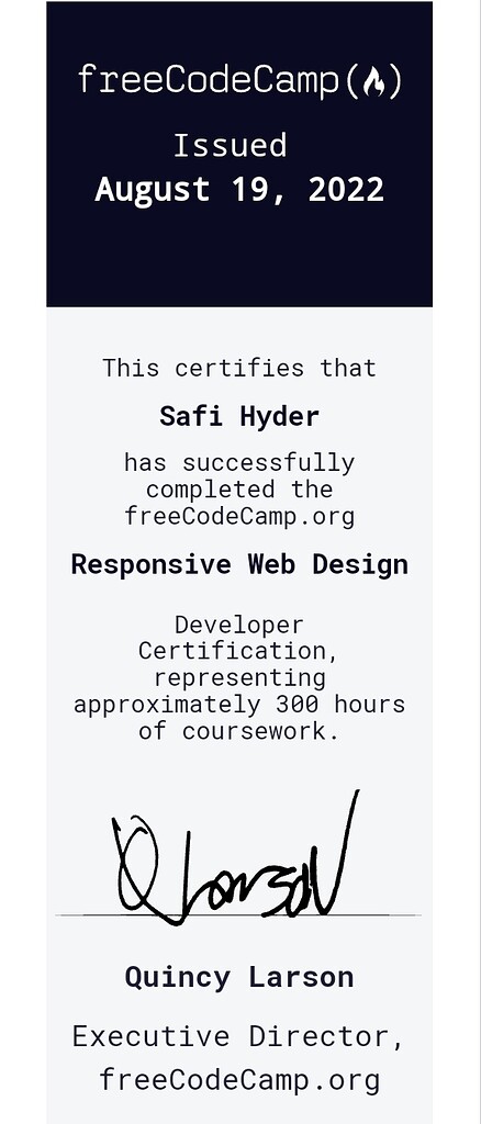 Earned my first certification - You Can Do This! - The freeCodeCamp Forum